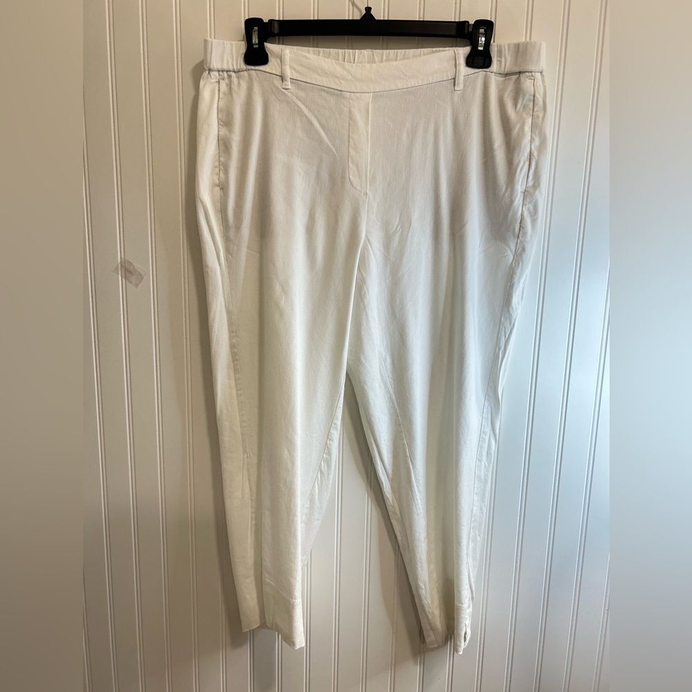 J. Jill Women Linen Stretch white Straight Leg  Crop Pants Size XL.